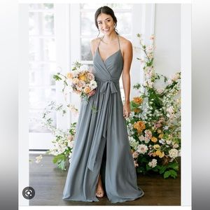 Revelry Hannah Chiffon Faux Wrap Dress, Eucalyptus, Size: 2 BNWT.